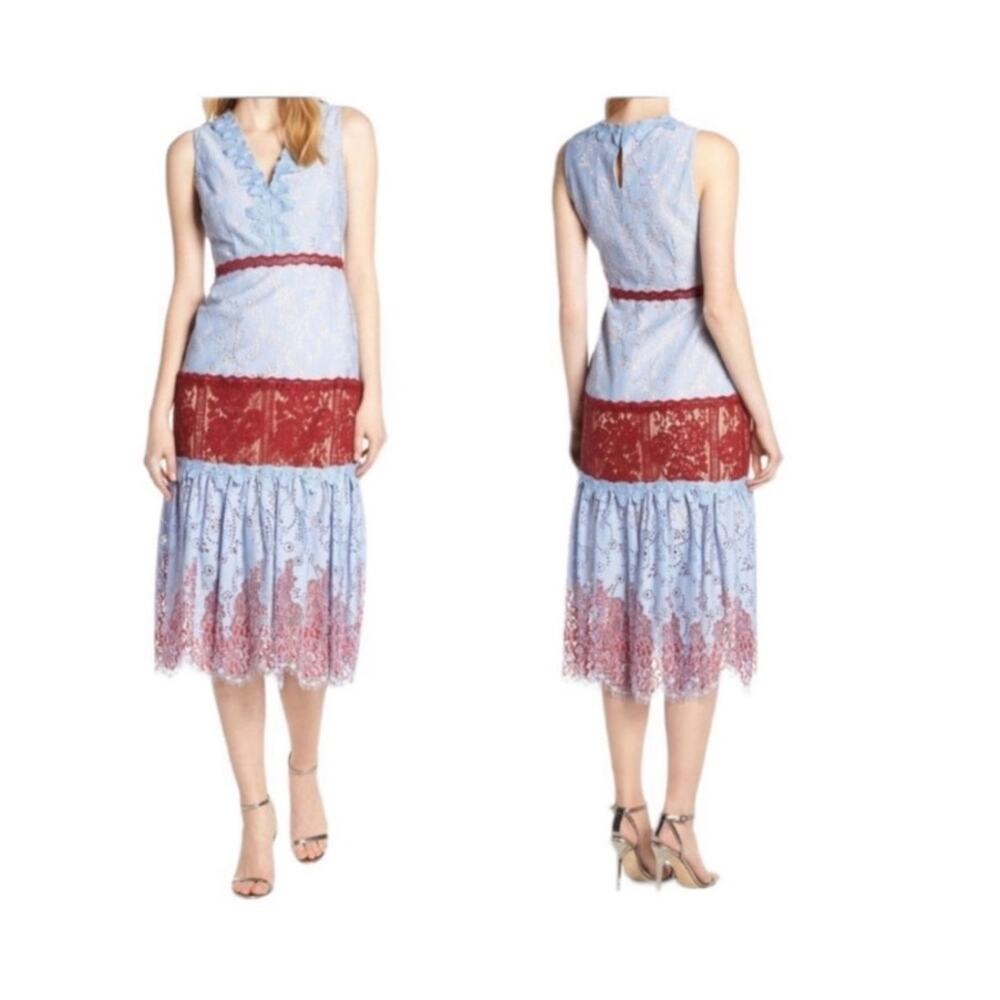 Anthropologie Foxiedox Fifi Lace Blue Dress size Small